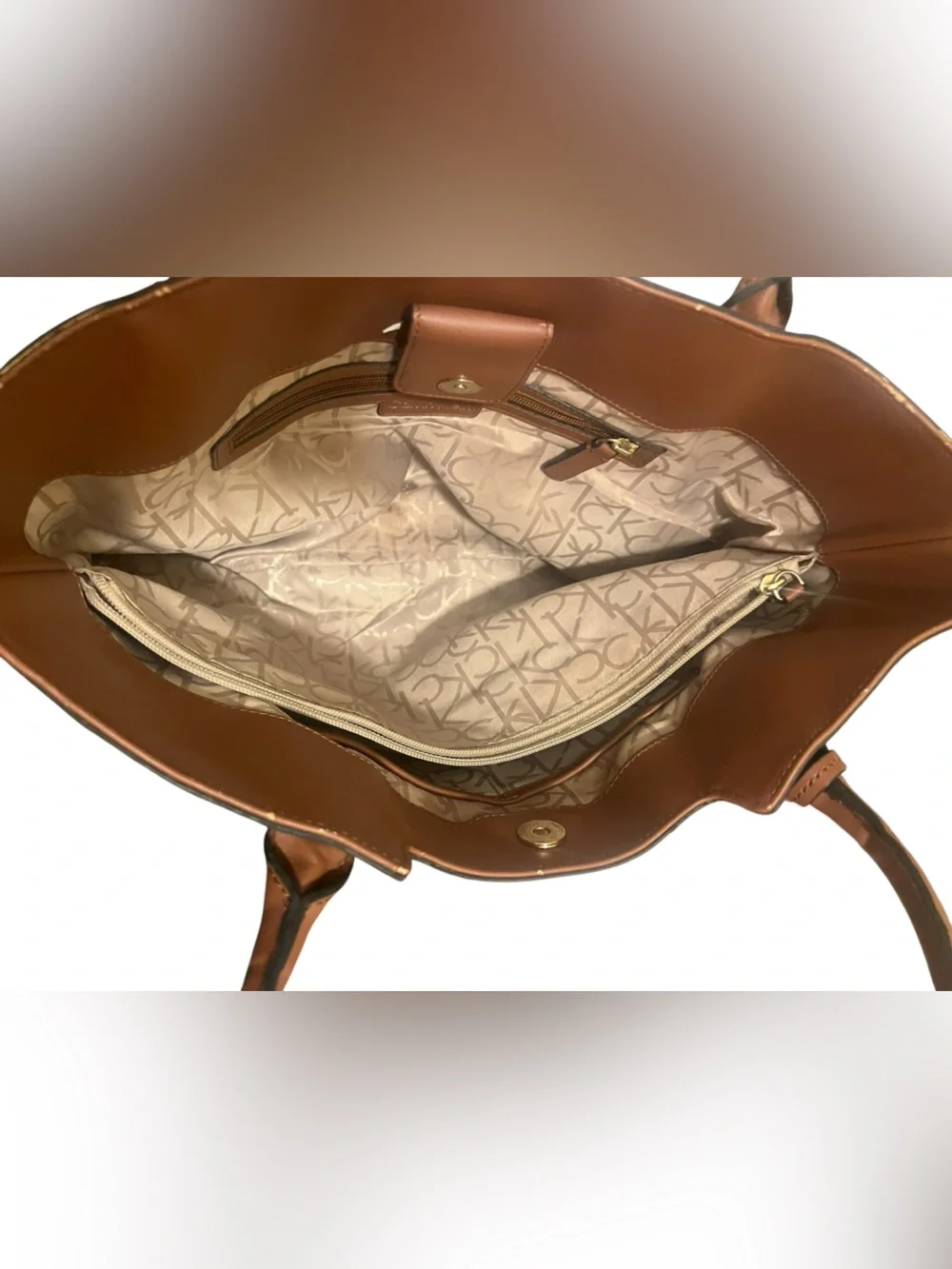 Calvin Klein CK Monogram Tote Bag Brown